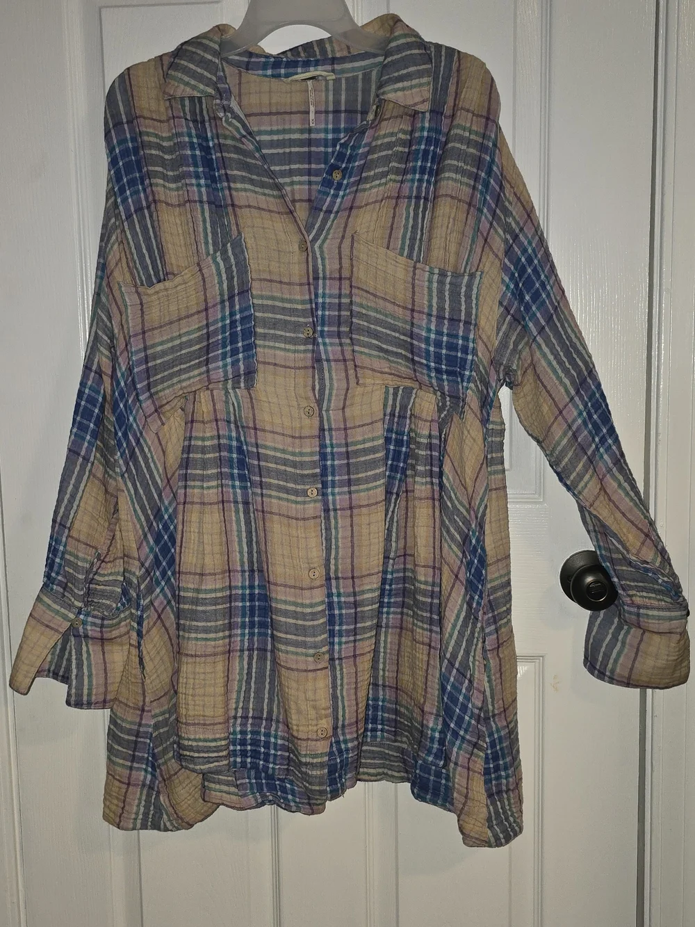 Free People Plaid Button-Down Dress